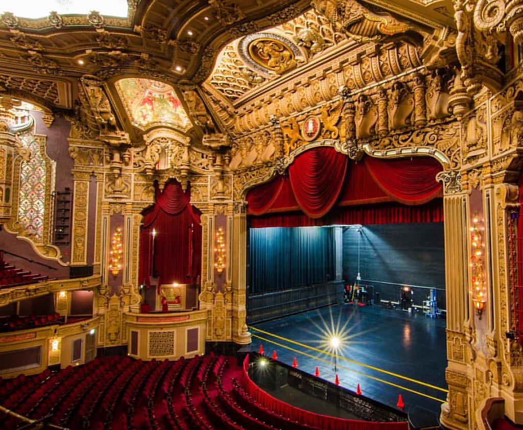 The gilded auditorium of a historic Chicago theater