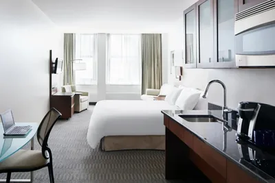 Guest room at Club Quarters Hotel, Wacker at Michigan