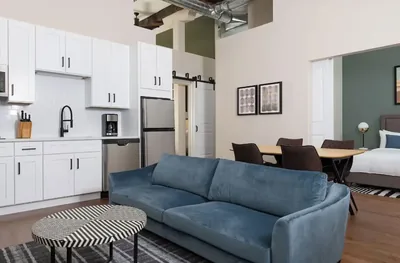 Guest room at LIVN Chicago