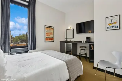 Guest room at Logan Square SRO Hotel
